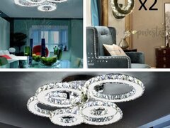 Lustra LED Krystal 6 Alb RGB + Lustra LED Krystal 4 ALB + 2x Aplica LED Krystal Mini Ring ALB Pachet